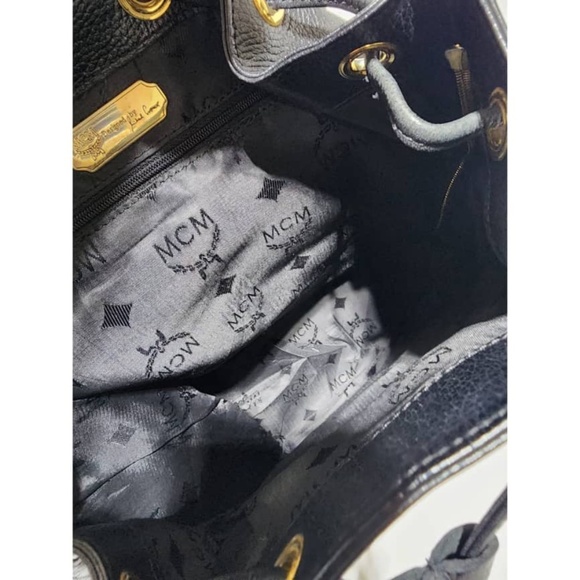 Authentic MCM Vintage Leather Drawstring Backpack Black - Picture 12 of 13